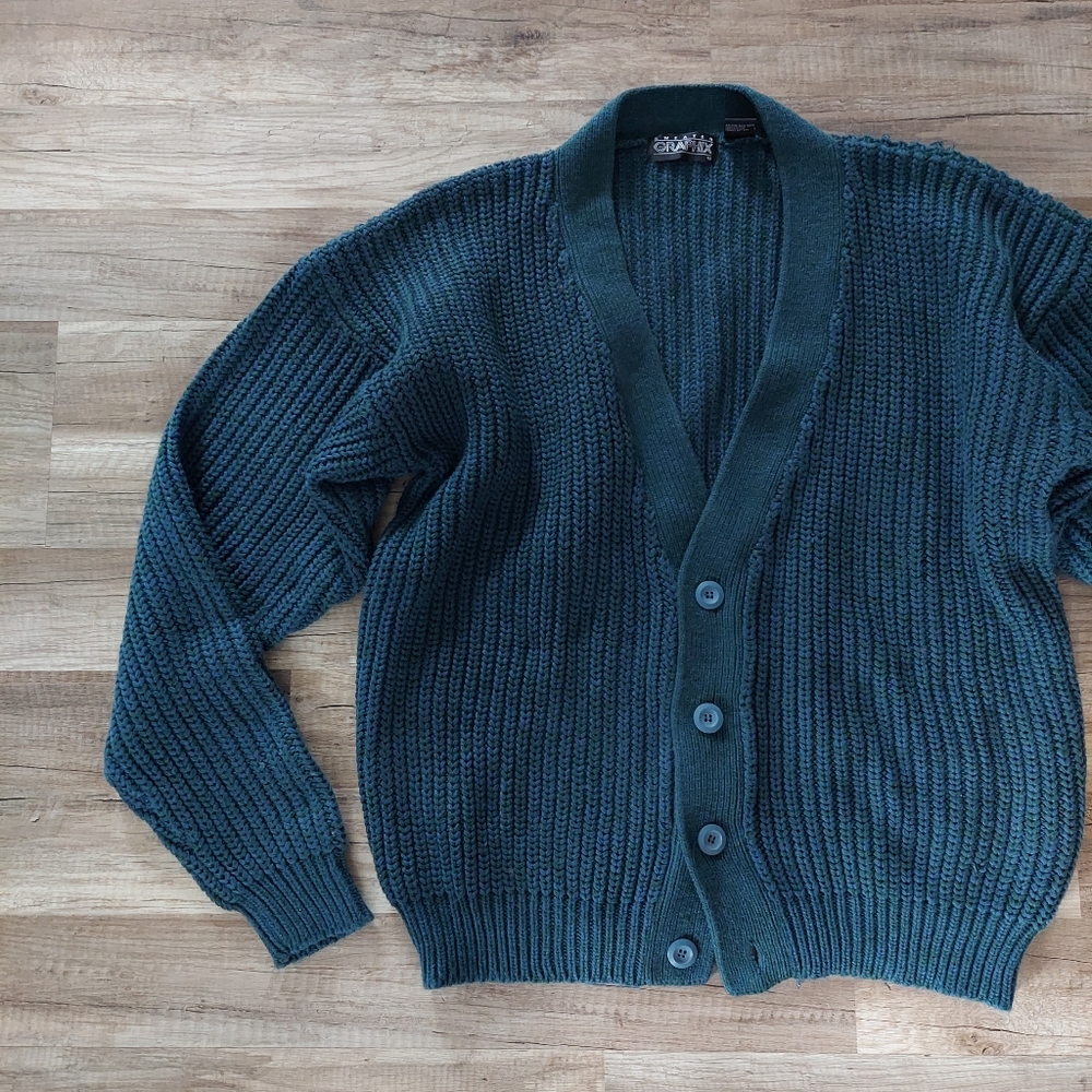 Vintage Chunky Knit Grandpa Cardigan Large